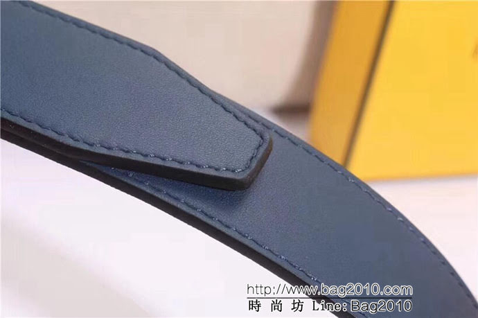 FENDI芬迪 專櫃最新款 老佛爺怪獸系列 雙面用腰帶 長角形琺瑯金屬帶扣 男士皮帶  xfp1332